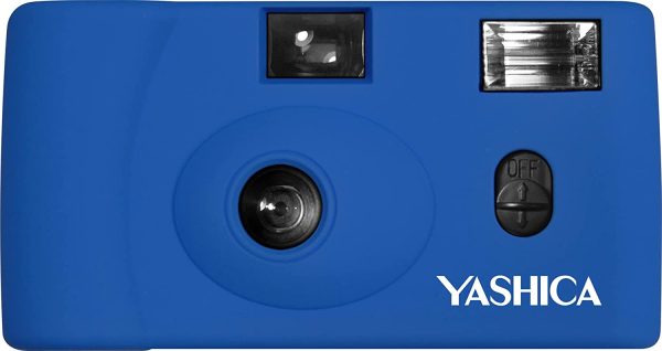 Yashica MF-1 blau Snapshot 35 mm Kleinbild Kamera-Set (mit eingelegtem Film  Batterie)