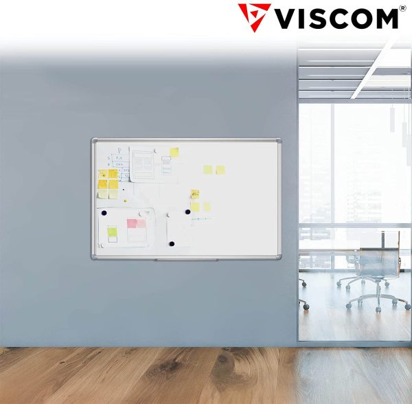 VISCOM Whiteboard magnetisch - 45 x 60 cm - Magnettafel in 11 Größen - Magnetwand kratzfest & beschreibbar - mit Aluminium-Rahmen - für Hoch- und Querformat – Bild 2