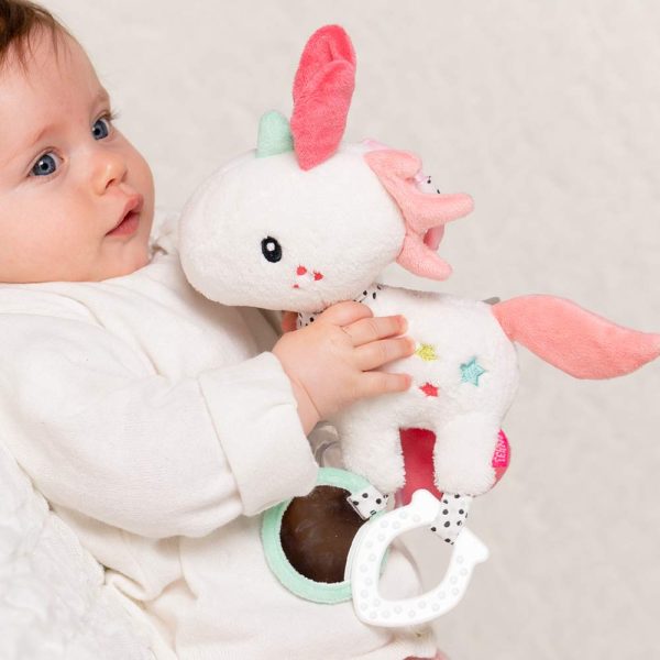 Fehn  Activity-Einhorn mit Ring - Motorikspielzeug zum Aufhängen mit Anhängern zum Greifen und Geräusche erzeugen - für zuhause & unterwegs, für Babys und Kleinkinder ab 0+ Monaten – Bild 6