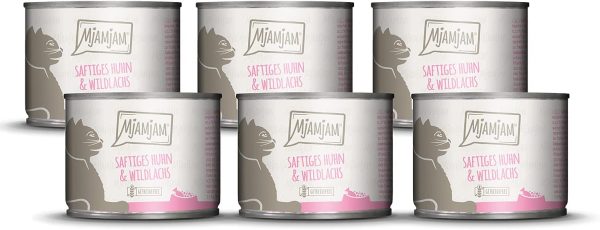 MjAMjAM - Premium Nassfutter für n - saftiges huhn und wildlachs, 6er Pack (6 x 200 g), getreidefrei mit extra viel Fleisch – Bild 3