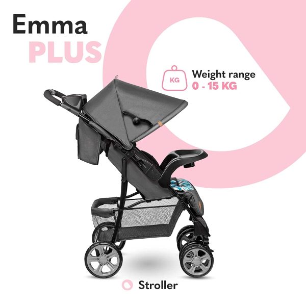 LIONELO Emma Plus Kinderwagen bis zu 15 kg, Kindersportwagen, leicht modern klein Buggy mit Liegeposition, zusammenklappbar, große Räder, großer Korb, Tasche – Bild 2