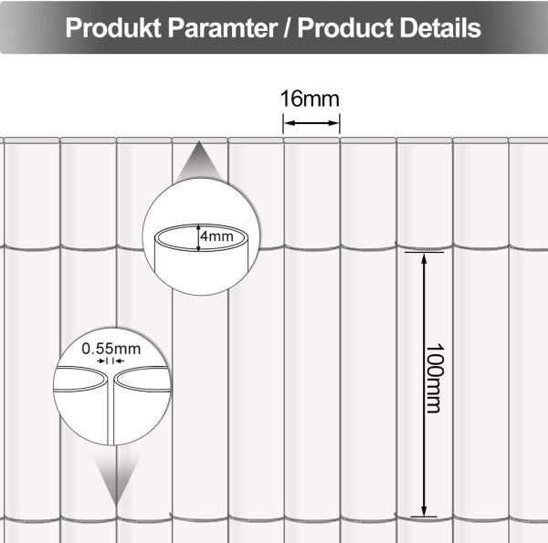 PVC Sichtschutzmatte Sichtschutz Garten Sichtschutzzaun Sichtschutzn Balkon Zaun, UV-beständig Sichtschutz für Garten Swimming Pools Balkon, Grau(80 x 300 cm)