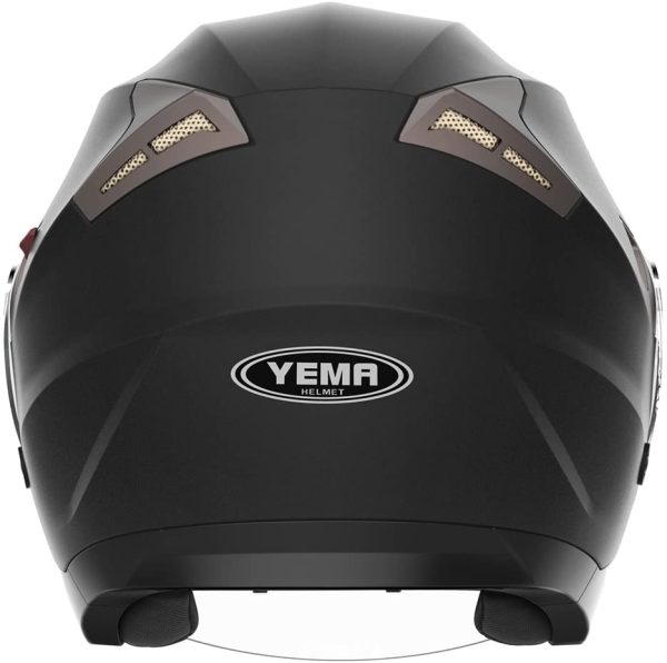 YEMA Jethelme Rollerhelm Sturzhelm Chopper Helm YM-627 Motorradhelm ECE mit Doppelvisier Sonnenblende für Damen Herren Erwachsene-Schwarz Matt-S – Bild 4