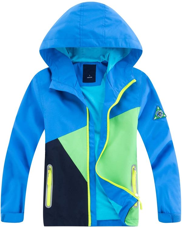 YoungSoul Kinder Wind und Wasserdicht Regenjacke mit Farbblock – Bild 5