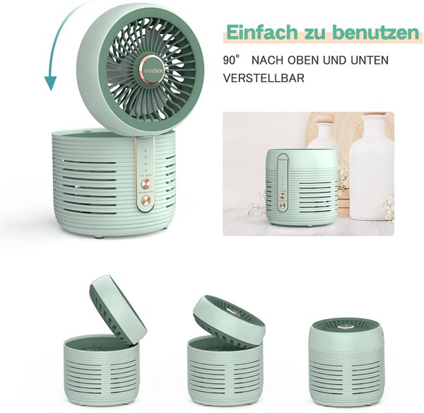 Luftreiniger, Luftreiniger mit HEPA Filter Klein Air Purifier Entfernt 99,7% Staub Pollen Rauch Partikel Viren Tierhaare für Allergiker Tragbarer Desktop-Luftfilter für Allergie Wohnung Raucher, Grün – Bild 3