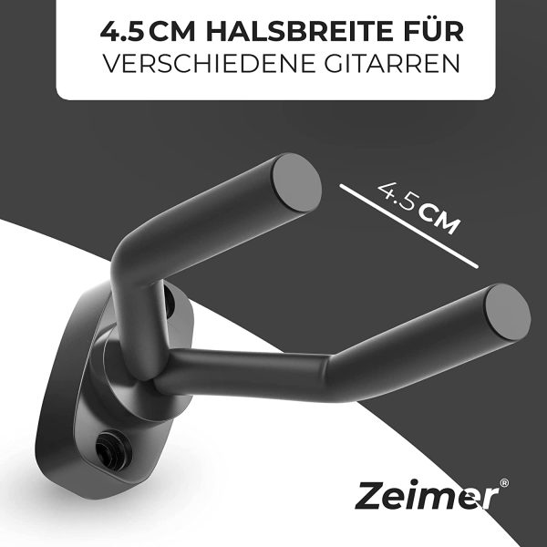 Zeimer® 2 Gitarrenhalter Haken - Universal Wandhalterung für Gitarren