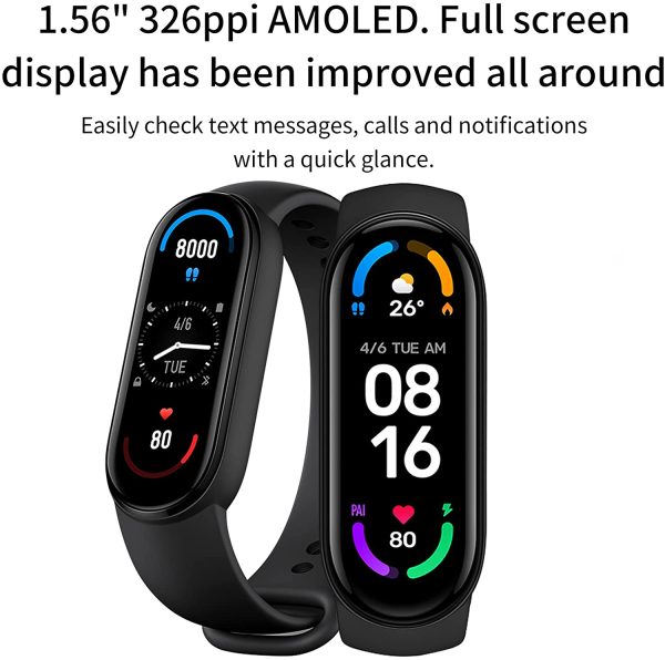 Xiaomi Mi Smart Band 6, Global Version, Aktivitätstracker, Sauerstoff-Erkennung im Blut, Herzfrequenzmesser, Schlafmonitor, AMOLED-Farbdisplay, 3,9 cm (1,56 Zoll), 5 ATM, Schwarz – Bild 6