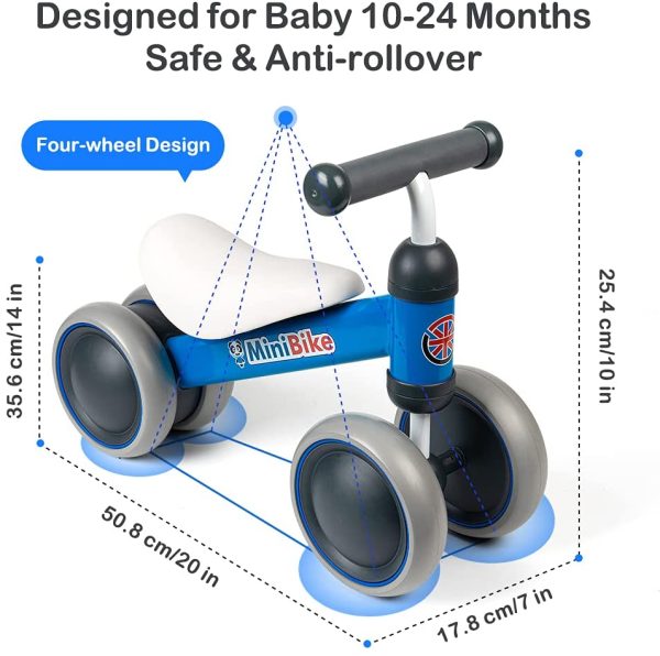 XIAPIA Kinder Laufrad Lauflernrad Erstes Fahrrad mit 4 Räder ohne Pedal, Baby Rutschrad Spielzeug für Jungen Mädchen ab 1 Jahr als Geburztag Weinachten Geschenk – Bild 5