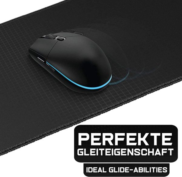 XXL Gaming Mauspad groß - 900 x 400 mm - Fransenfreie Ränder - rutschfest - XXL Mousepad - Schreibtischunterlage - spezielle Oberfläche verbessert Geschwindigkeit - MAXLVL - schwarz