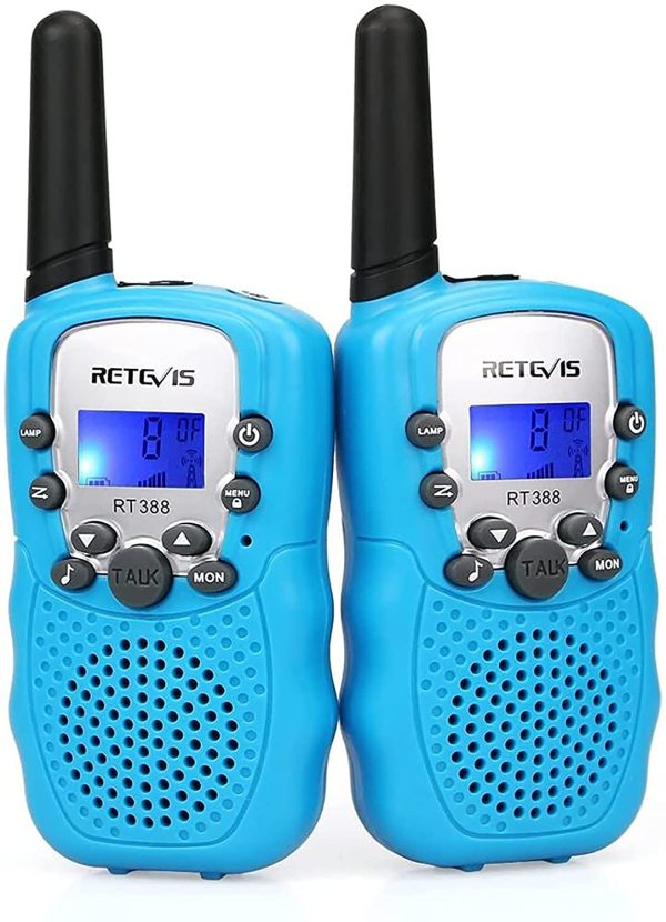 Retevis RT388 Walkie Talkies Kinder, Funkgerät Große Reichweite Spielzeug ab 3-12 Jahre, 8 Kanäle LCD Taschenlampe,Geschenke für Camping,Abenteuer,Wandern(1 Paar, Blau) – Bild 4