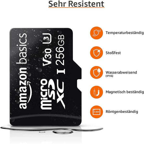 '- microSDXC-Speicherkarte, 256 GB, mit großem Adapter, A2, U3, lesegeschwindigkeit von bis zu 100 Mbit/s – Bild 7