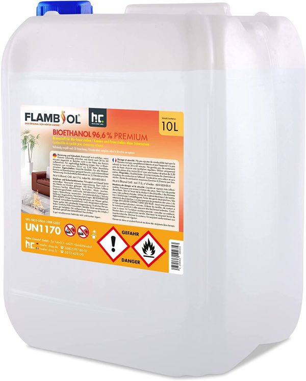 Höfer Chemie 30 L (3 x 10 L) Bioethanol 96,6% Premium für Ethanol Kamin, Ethanol Feuerstelle, Ethanol Tischfeuer und Bioethanol Kamin – Bild 5