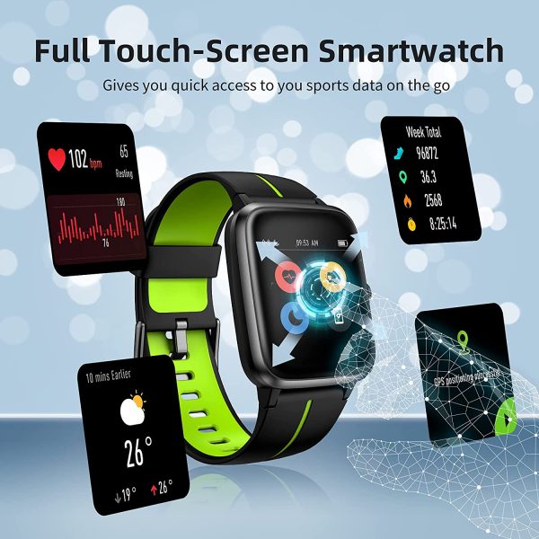 YONMIG Smartwatch, Fitness Armband Tracker Voller Touch Screen Uhr Wasserdicht IP68 Armbanduhr Watch mit Schrittz??Nhler Pulsmesser Stoppuhr Sportuhr Bluetooth f??r iOS Android Damen Herren – Bild 7