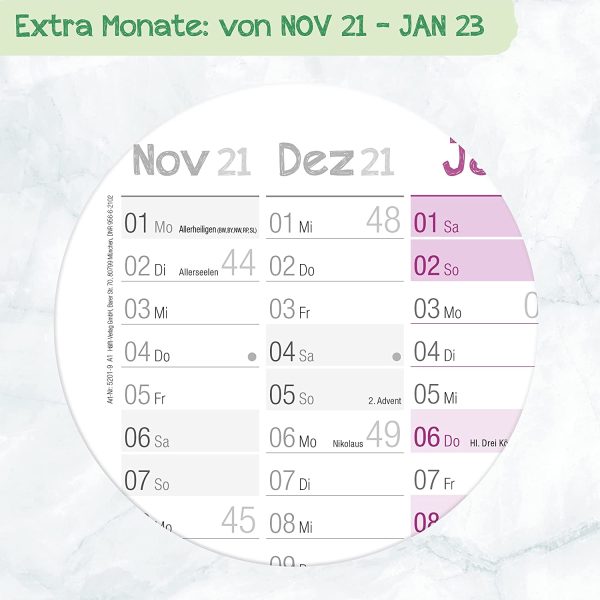 XXL Wandkalender 2022 größer als A1 (89 cm x 63 cm) [Rainbow] 15 Monate: Nov 2021 - Jan 2023 | gefalzter Wandplaner mit Ferien- und Feiertage-Übersicht | nachhaltig & klimaneutral – Bild 2