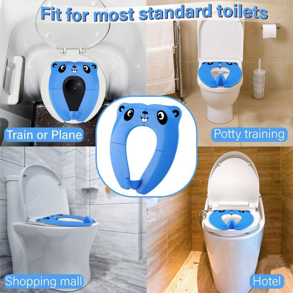 [Upgrade Version] Toilettensitz Kinder - RIGHTWELL Faltbarer Toilettensitz Kinder für Reise Töpfchen,Tragbar Reise WC Sitz Kleinkind Töpfchentrainer mit Aufbewahrungstüte (Blau) – Bild 5