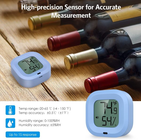 Kabelloses Thermometer Hygrometer, Bluetooth Thermometer Hygrometer für IOS/Andiord, Thermometer Innen mit Datenlogger und Daten Export, Alarm-funktion, für Wein, Terrarien, Babyzimmer(Blau) – Bild 7