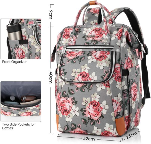 YIORMIOR Rucksack Damen für Schule Uni Reisen Freizeit Job mit Laptopfach & Anti Diebstahl Tasche mit USB Ladeanschluss – Bild 3