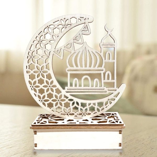 Ykop Ramadan Eid Dekorationen Mubarak Ramadan LED Muslim Nachtlicht Eid Mubarak Ornamente DIY Holz Eid Dekoration Holz Eid Festival Licht Mond Sterne Vorhang Lichter Mubarak Mond Nachtlicht