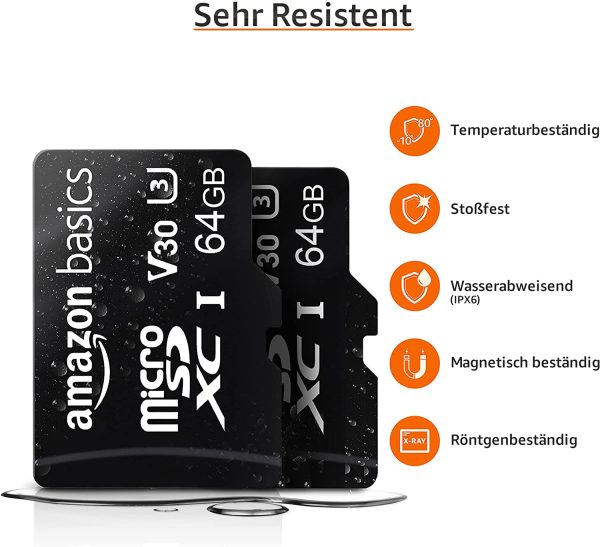 '- microSDXC-Speicherkarte, 64 GB, mit großem Adapter, A2, U3, lesegeschwindigkeit von bis zu 100 Mbit/s, 2 Stück – Bild 4