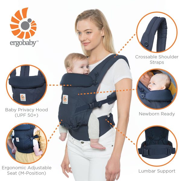 Ergobaby Babytrage für Neugeborene ab Geburt, 3in1 Adapt Cool Air Mesh Baby-Bauchtrage Rückentrage, Babytragetasche Plum – Bild 3