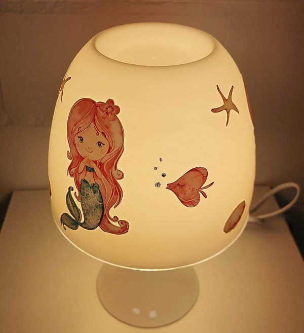 ??Tischlampe Kinder Mädchen ??Meerjungfrau Mermaid 3 Mädchen Schwanzflosse ??Schlummerlicht ??Nachttischlampe rothaarig türkis – Bild 3