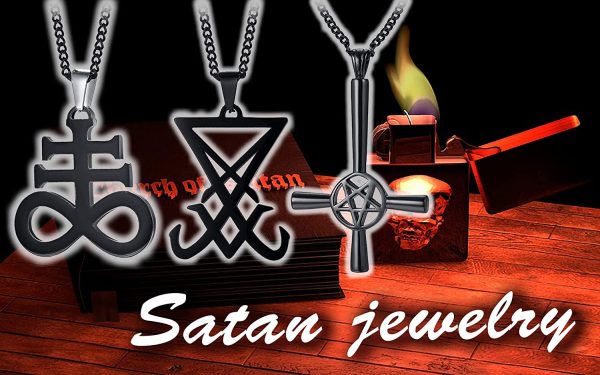 XUANPAI Kirche des Satans Halskette, Satanisches Leviathan Kreuz Gothic Wicca Amulett Schmuck Baphomet Ziege von Mendes Teufelssiegel Siegel von Luzifer Invertierte Pentagramm Halsketten f??r M??Nnner – Bild 7