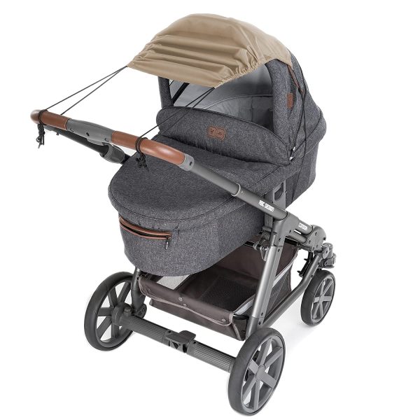 Zamboo Universal Sonnensegel - verstellbarer Kinderwagen Sonnenschutz mit UV Schutz 50 - flexibles Sonnenverdeck für Babywanne - Beige – Bild 9