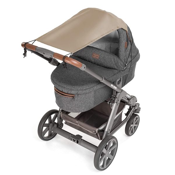 Zamboo Universal Sonnensegel - verstellbarer Kinderwagen Sonnenschutz mit UV Schutz 50 - flexibles Sonnenverdeck für Babywanne - Beige – Bild 2