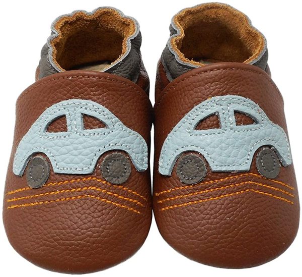 YALION Krabbelschuh Babyschuh Lauflernschuh Jungen Mädchen Baby Weicher Flexibles Leder mit Mokassins Wildledersohlen Elastische Knöchel Lederpuschen – Bild 2