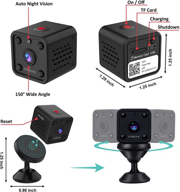 【Upgrade 800 mAh??Cloud WiFi Mini Kamera Mit 64G TF-Karte -  1080P Kamera Rechargeable Tragbar Nanny Haustier Büro Garage Heim überwachungskamera IR Nachtsicht Bewegungserkennung IOS/Android