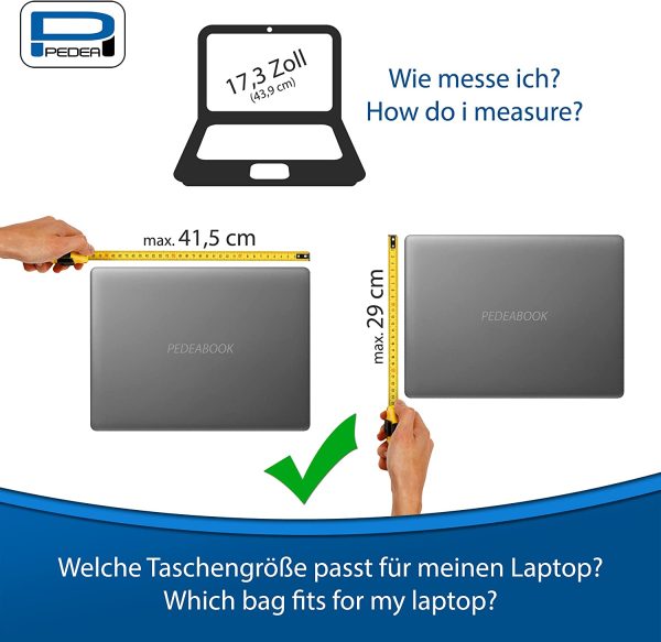 '- Laptoptasche *Trendline* Notebook-Tasche bis 17,3 Zoll - Laptop Umhängetasche mit Schultergurt - Laptophülle schwarz - Notebooktasche für Damen & Herren – Bild 8