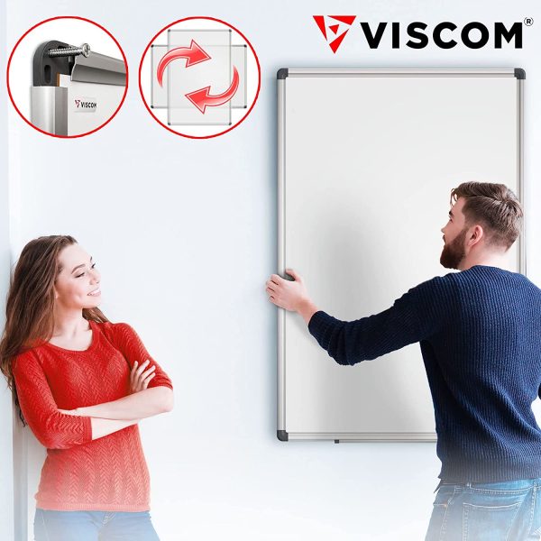 VISCOM Whiteboard magnetisch - 45 x 60 cm - Magnettafel in 11 Größen - Magnetwand kratzfest & beschreibbar - mit Aluminium-Rahmen - für Hoch- und Querformat – Bild 5