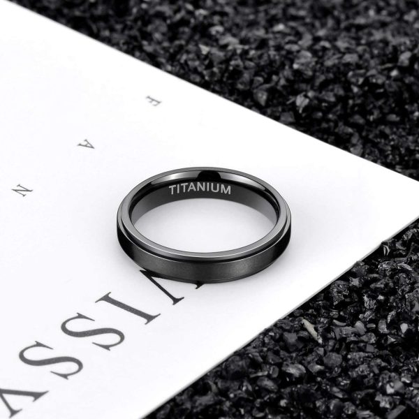 Zakk Ring Herren Damen Titan Verlobungsringe Eheringe Trauringe Schwarz Gebürstet 4mm 6mm 8mm