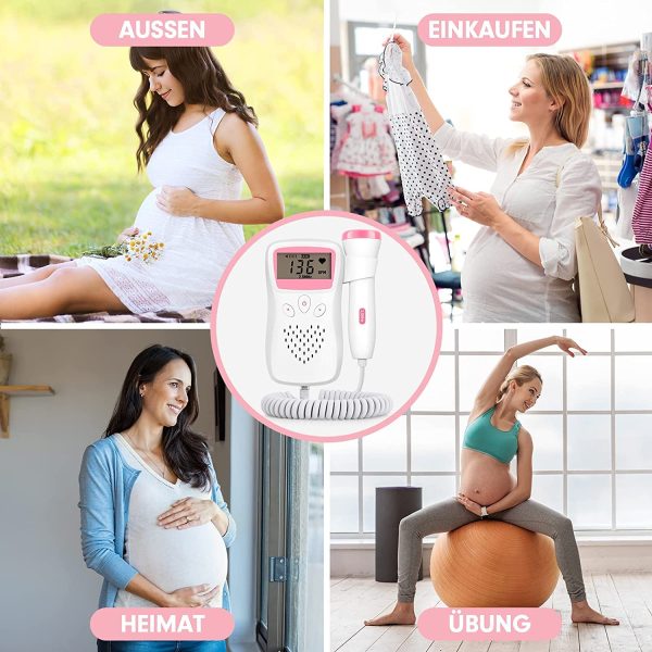 Kopfhörer Schwangerschaft Baby-Herzmonitor für die Schwangerschaft, Herzschlagmonitor für Babys, Geschenk für werdende Mutter, Monitor für den Heimgebrauch, mit 1 Kontakt Gel – Bild 5