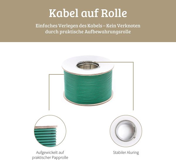 ® 50m Universal Begrenzungskabel für Mähroboter - Begrenzungsdraht kompatibel mit Gardena Rasenmäher, Worx Landroid uvm. - Rasenroboter Kabel - Ideales Mähroboter Zubehör für Ihren Rasen – Bild 5