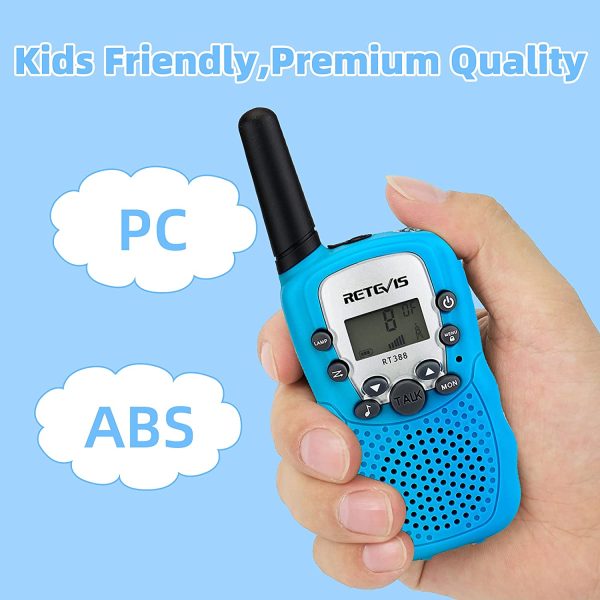 Retevis RT388 Walkie Talkies Kinder, Funkgerät Große Reichweite Spielzeug ab 3-12 Jahre, 8 Kanäle LCD Taschenlampe,Geschenke für Camping,Abenteuer,Wandern(1 Paar, Blau) – Bild 2