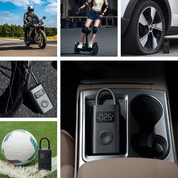 Xiaomi Mijia 1S Tragbare Luftpumpe, Mi Portabler, Xiaomi 150 PSI Inflator mit 2000 mAh Akku, Mini Tragbarer Luftkompressor mit LED Drucksensor für Auto, Fahrrad, Motorrad, Ball, E-Scooter etc.