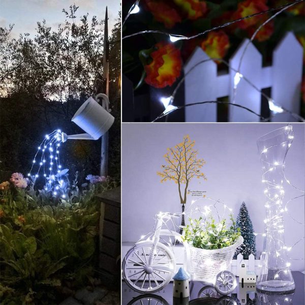 [2 Stück]Solar Lichterkette Aussen, 50LED 5M 8 Modus Außenbeleuchtung Kupferdraht Wasserdicht für Garten,Balkon,Terrasse,Balkon,Tor,Hof,Hochzeit,Party(Kaltweiß) – Bild 6