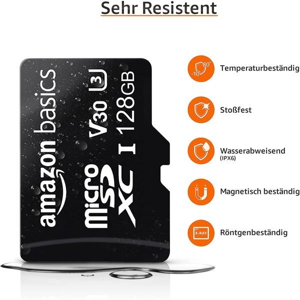 '- microSDXC-Speicherkarte, 128 GB, mit großem Adapter, A2, U3, lesegeschwindigkeit von bis zu 100 Mbit/s – Bild 3