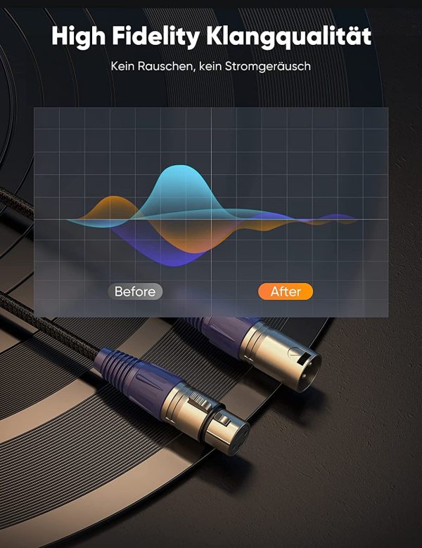 XLR Kabel Mikrofonkabel 2m, Snowkids Mikrofon kabel XLR Stecker auf XLR Busche, Nylon Audio Kabel Verlängerungskabel für Mikrofon, Verstärker, Mischpult oder Lautsprechersystem – Bild 7