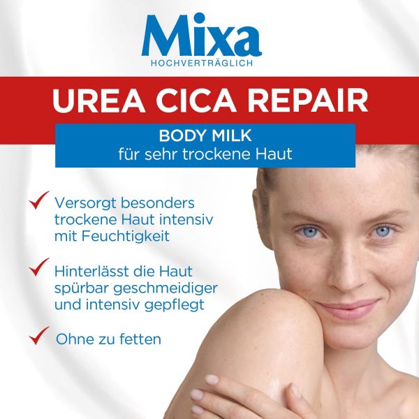 Mixa Urea Cica Repair Body Milk, beruhigende und schützende Körpermilch, mit Urea und Panthenol, für sehr trockene Haut, hochverträglich, 250 ml – Bild 6