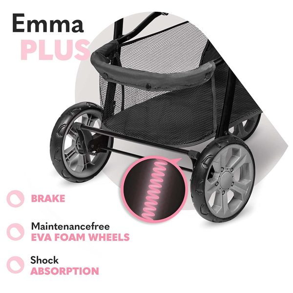 LIONELO Emma Plus Kinderwagen bis zu 15 kg, Kindersportwagen, leicht modern klein Buggy mit Liegeposition, zusammenklappbar, große Räder, großer Korb, Tasche – Bild 5