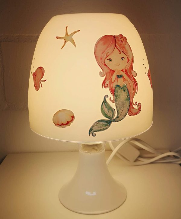 ??Tischlampe Kinder Mädchen ??Meerjungfrau Mermaid 3 Mädchen Schwanzflosse ??Schlummerlicht ??Nachttischlampe rothaarig türkis – Bild 2