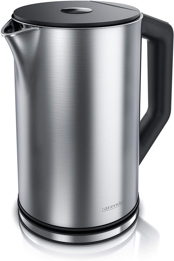 '- Edelstahl Wasserkocher mit Temperatureinstellung 40-100 Grad in 5er Schritten - Doppelwand Design - Modell ELEGANT - 1,5 Liter - 2200 W - Teekocher mit Temperaturanzeige - GS - Silber