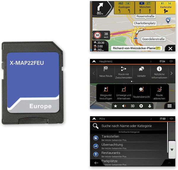 Xzent X-MAP22FEU: Micro SD-Karte mit PKW Navigation für XZENT Mediencenter X-422 und X-F220, europaweite 3-D Karten, TMC – Bild 3