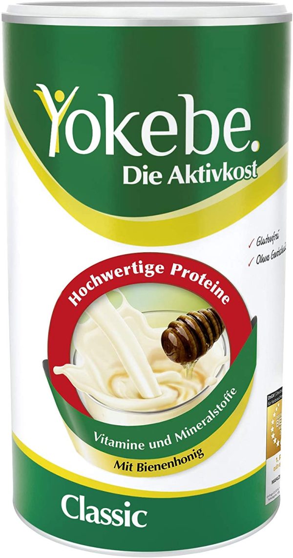 Yokebe 2x Classic Diätshake (zum Abnehmen, glutenfrei und vegetarisch, 500 g) 12 Portionen + Die Diätshake (zur Gewichtsabnahme - Kalorienarmer Diät-Drink mit Proteinen) 500 g = 10 Portionen