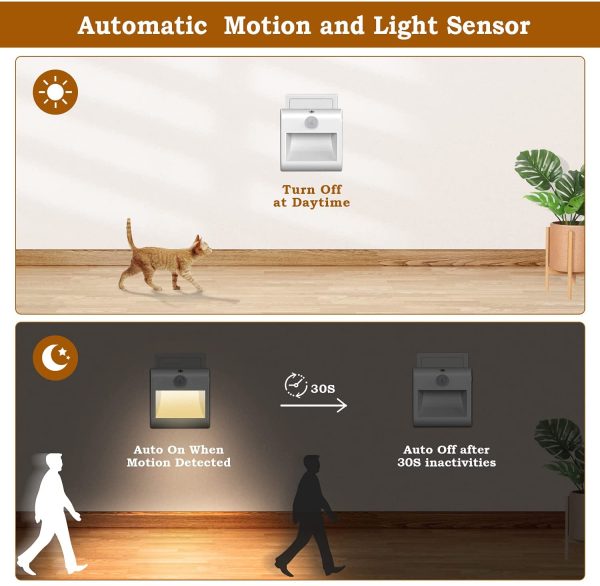 Nachtlicht Steckdose[2 Stück],Nachtlicht kinder mit Bewegungsmelder Dämmerungssensor （EIN/AUTO/AUS??LED Nachtlicht Baby Stufenlos Dimmbare, 3500K Warmweiß Nachtlampe für Schlafzimmer,Treppenhaus, Flur
