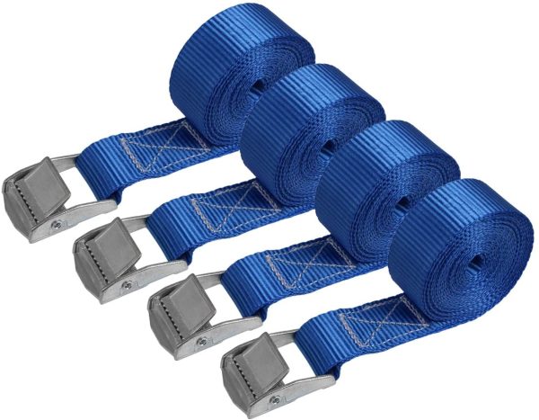 Zurrgurt Spanngurt Befestigungsgurt - BLAU - 2,5m 4m 6m - verschiedene Stückzahlen, belastbar bis 250 kg DIN EN 12195-2, 4er Pack 2,5 cm x 2,5 m