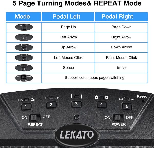 LEKATO Bluetooth Page Turning Pedal Silent Sheet Music Page Turner Foot Pedal for Tablet and Phone – Bild 8