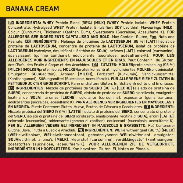 Optimum Nutrition ON Gold Standard Whey Protein Pulver, Eiweißpulver Muskelaufbau mit Glutamin und Aminosäuren, natürlich enthaltene BCAA, Banana Cream, 76 Portionen, 2,28kg – Bild 5